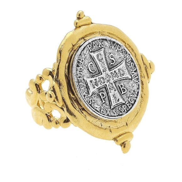 - - Susan Shaw Gold and Silver Women's Ring with cross - Picture 1 of 2